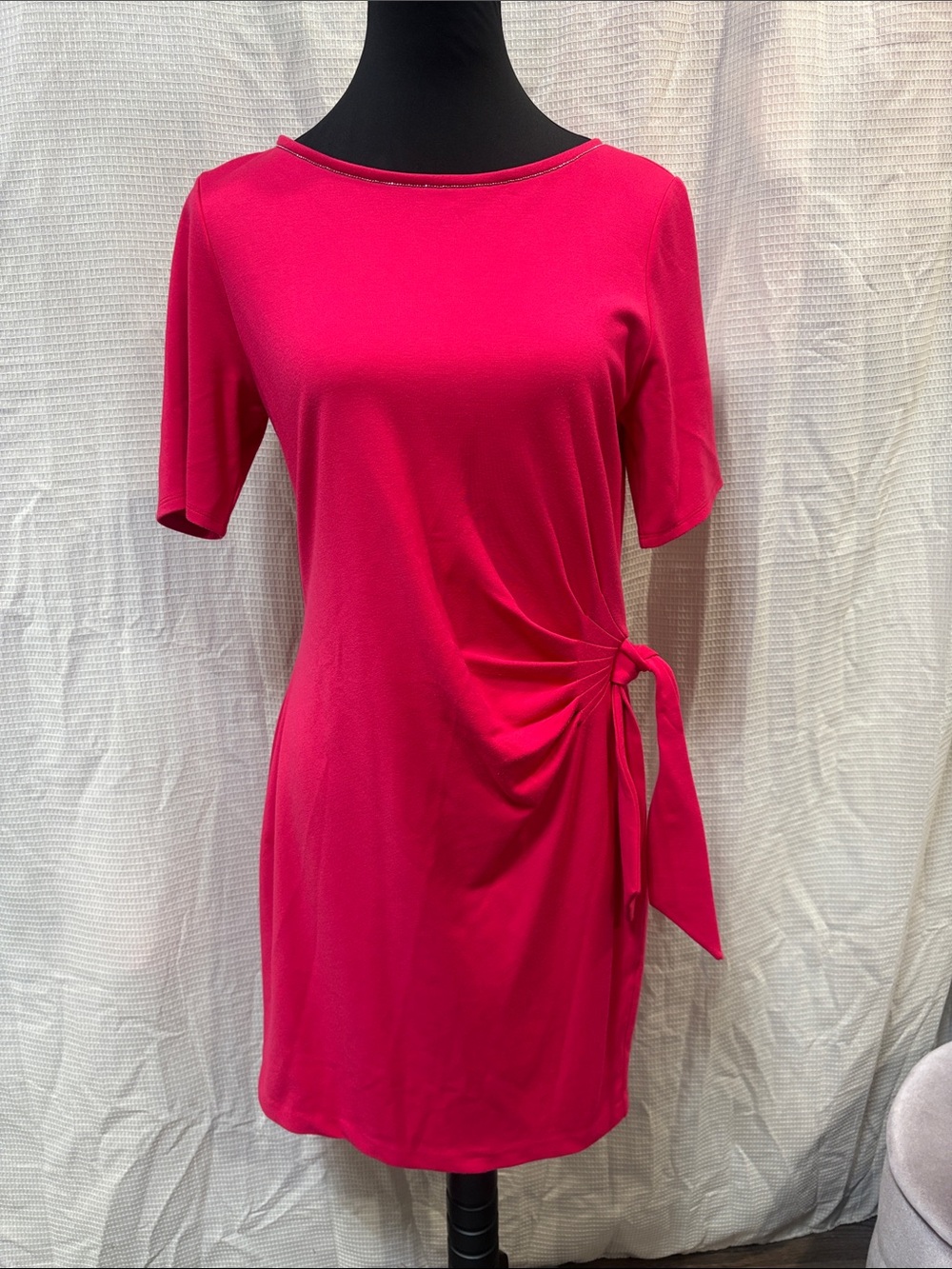 White House Black Market Hot Pink Side-Tie Midi Dress